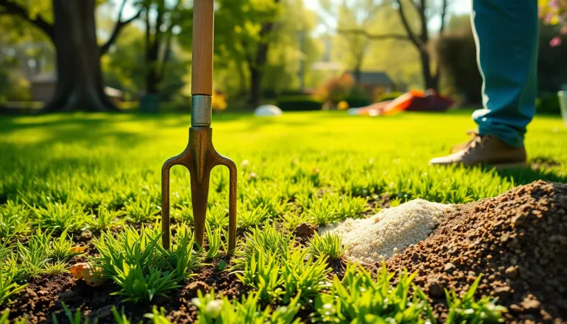 Jardinage durable : la méthode d'aération du sol pour un gazon sain avant avril